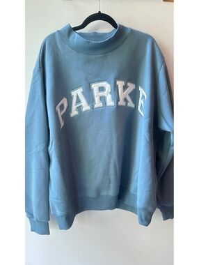 PARKE Glacier Blue Varsity Mockneck Sweatshirt, 29” Pit to Pit XXL | 500